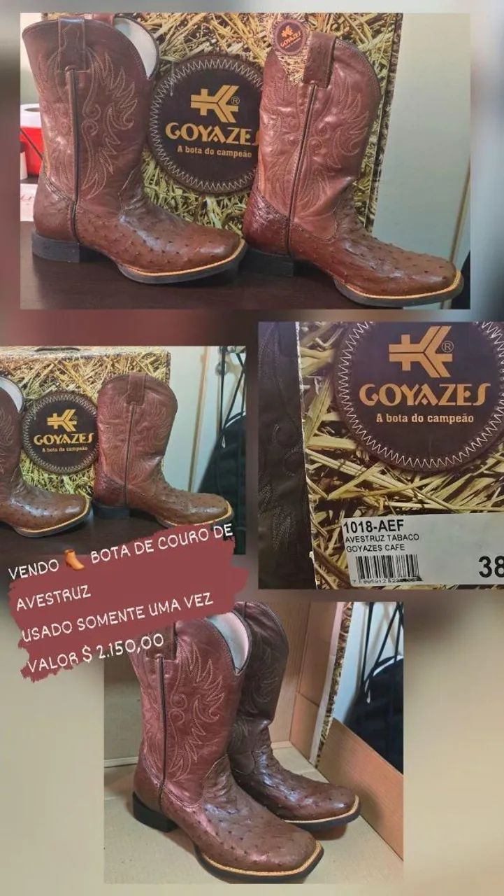 Bota de Couro Legítimo avestruz 
