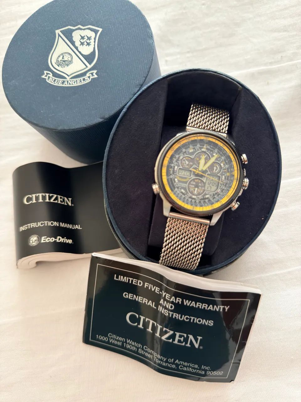 Relógio Citzen ecodrive Navihawk Blue Angels JY8031-56L 