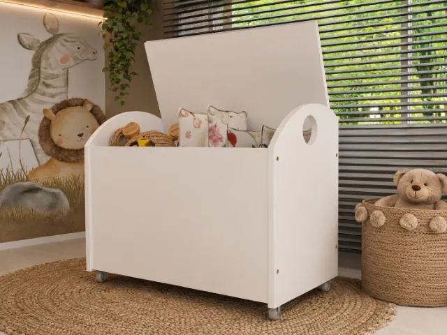 Baú Infantil. A50cmx L72cmx P40cm. MDF Branco 