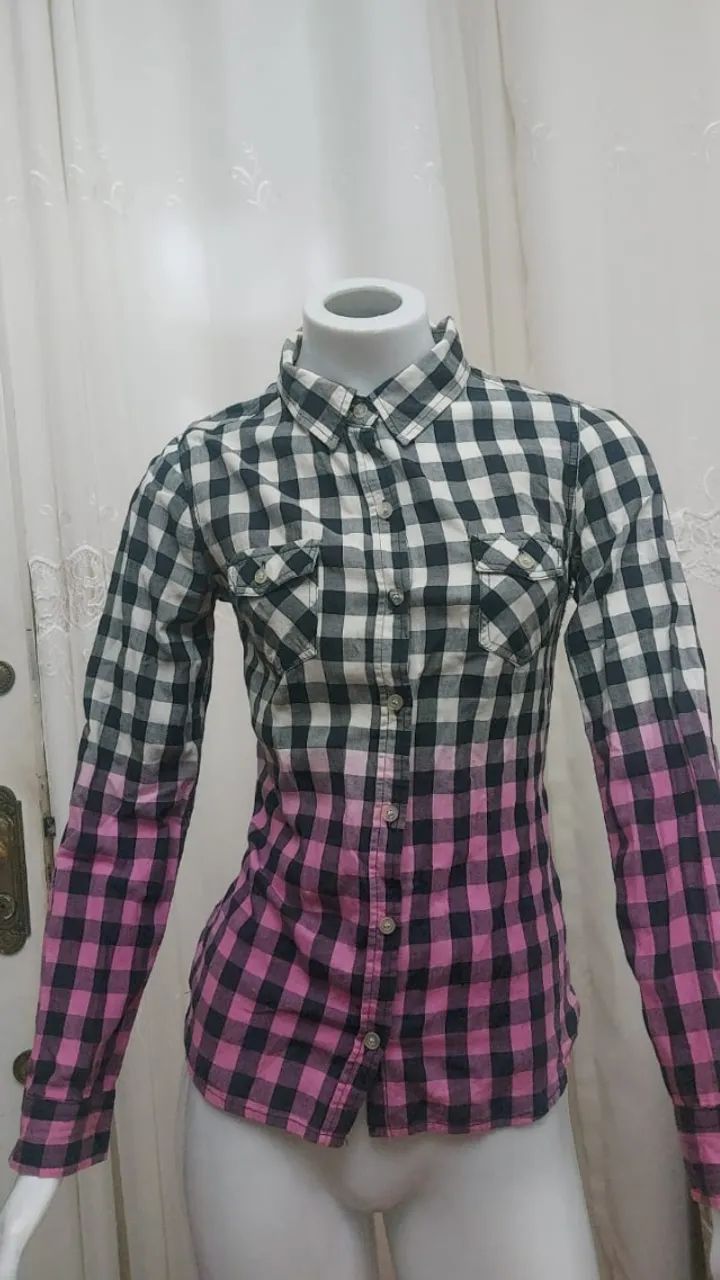 Camisa Xadrez com Degradê rosa - tamanho 38 - Foto 2