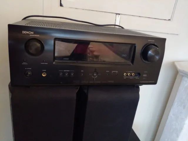 Receiver Denon AVR-1911 Preto com 4 caixas, entrada HDMI e USB