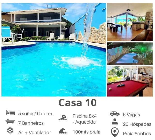 Casas Temporada Itanhaém - Piscina Aquecida, Churrasqueira,  Ar Condicionado - Foto 4