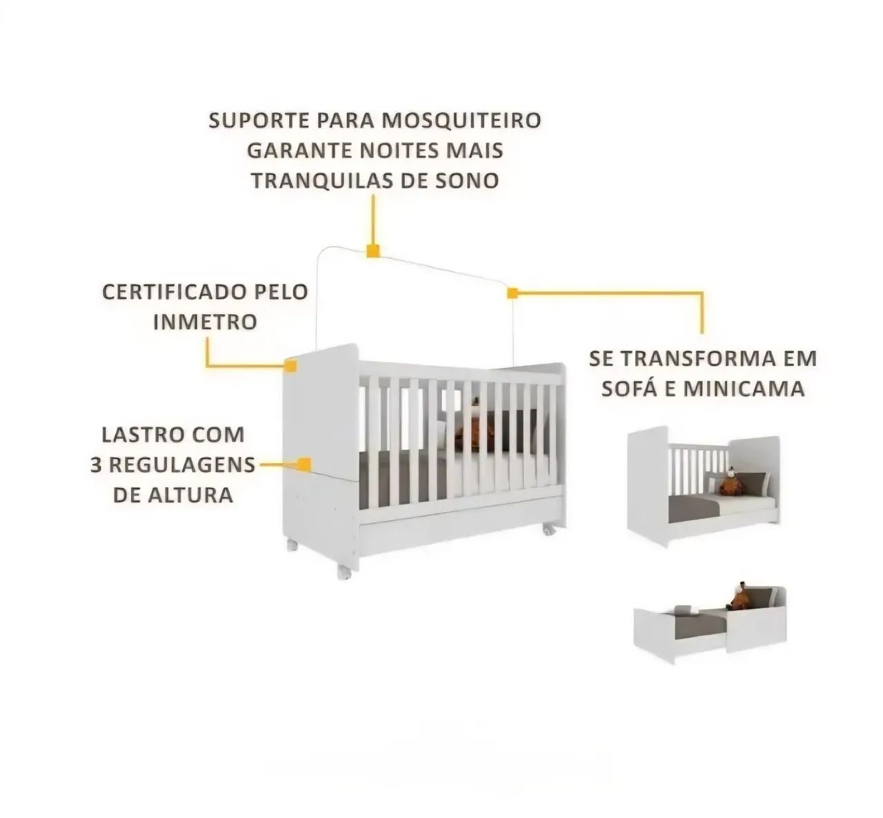 Berço americano 3 em 1 com colchão - Foto 3