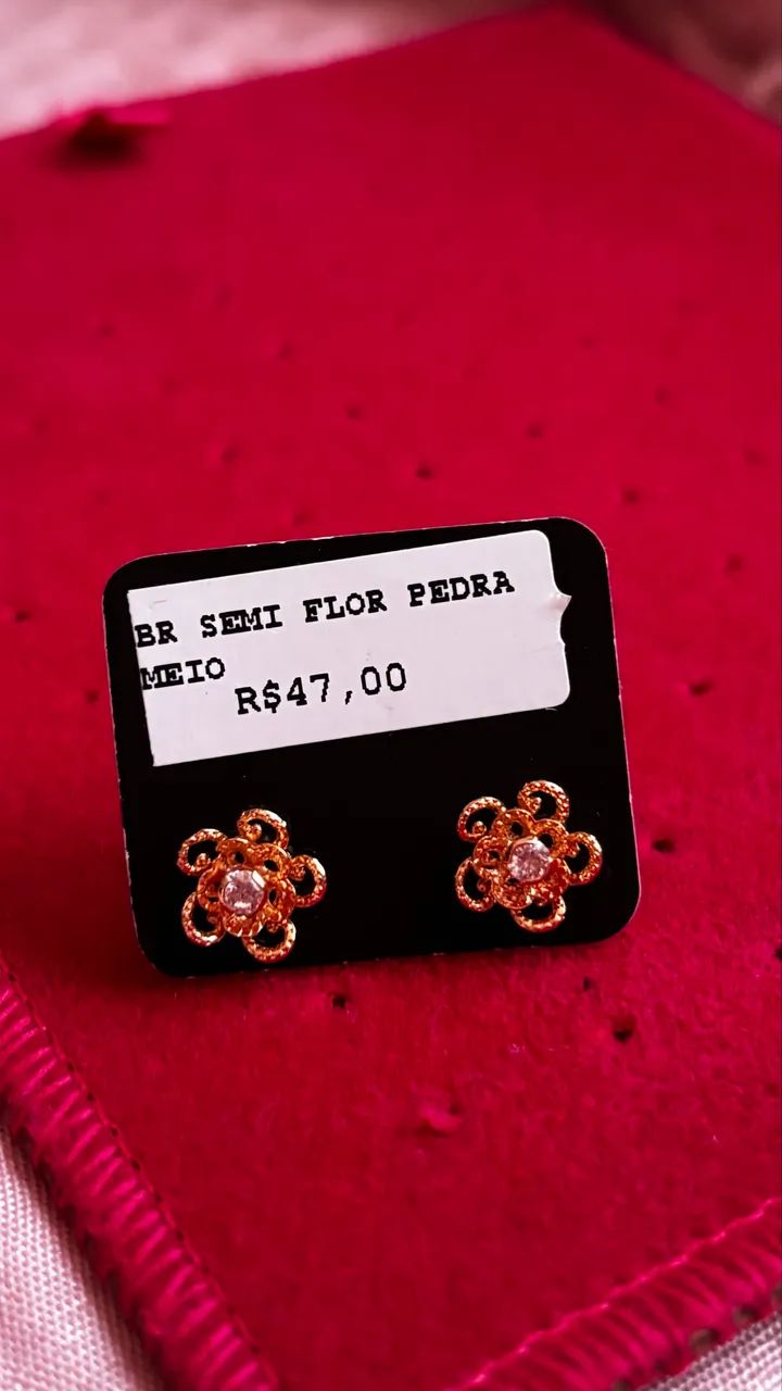 Brinco Flor Pedra Meio 