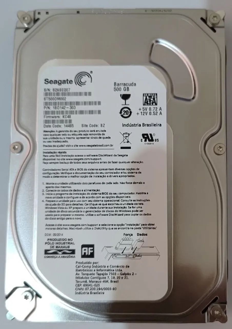 hd 500gb seagate barracuda novo desktop/pc 