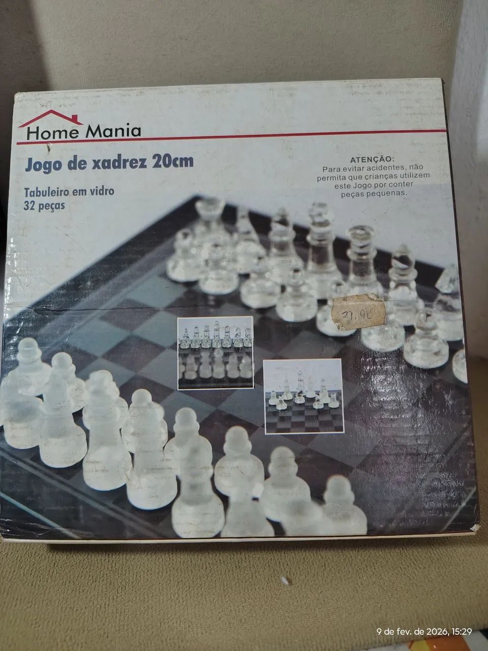 Jogo de xadrez de vidro