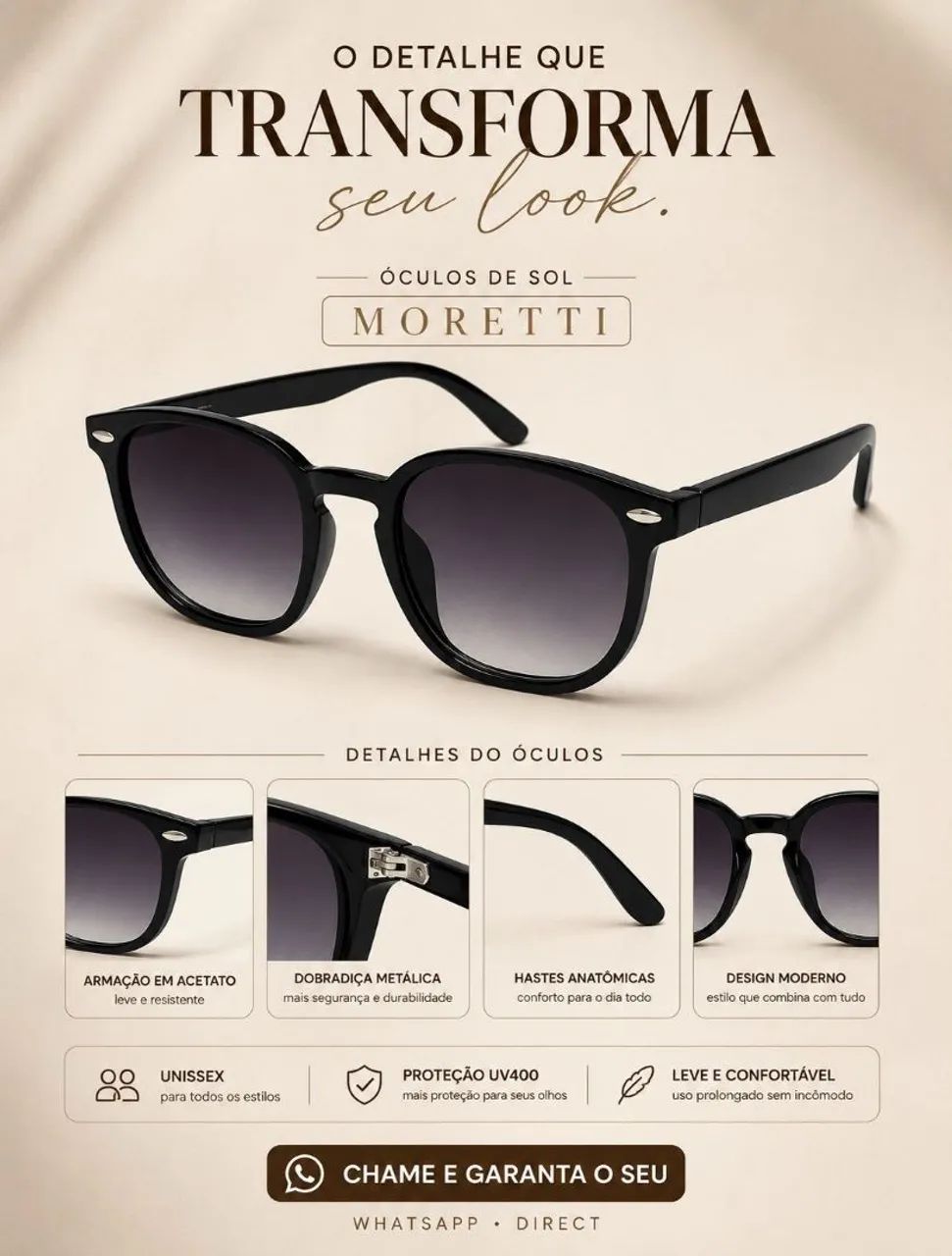 Oculos de Sol Moretti.