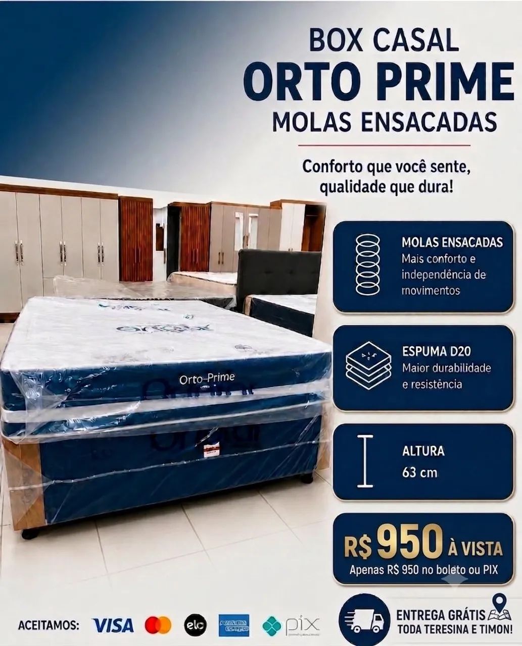 Colchão casal Box molas ensacadas