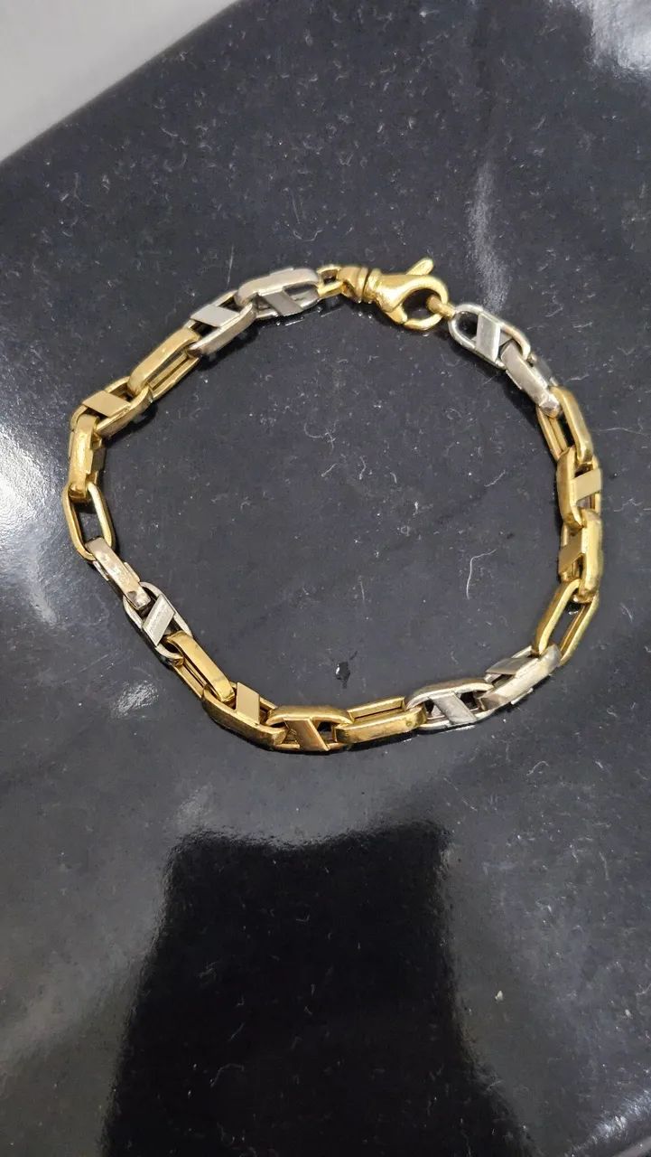 Pulseira de ouro branco e ouro amarelo - Foto 3