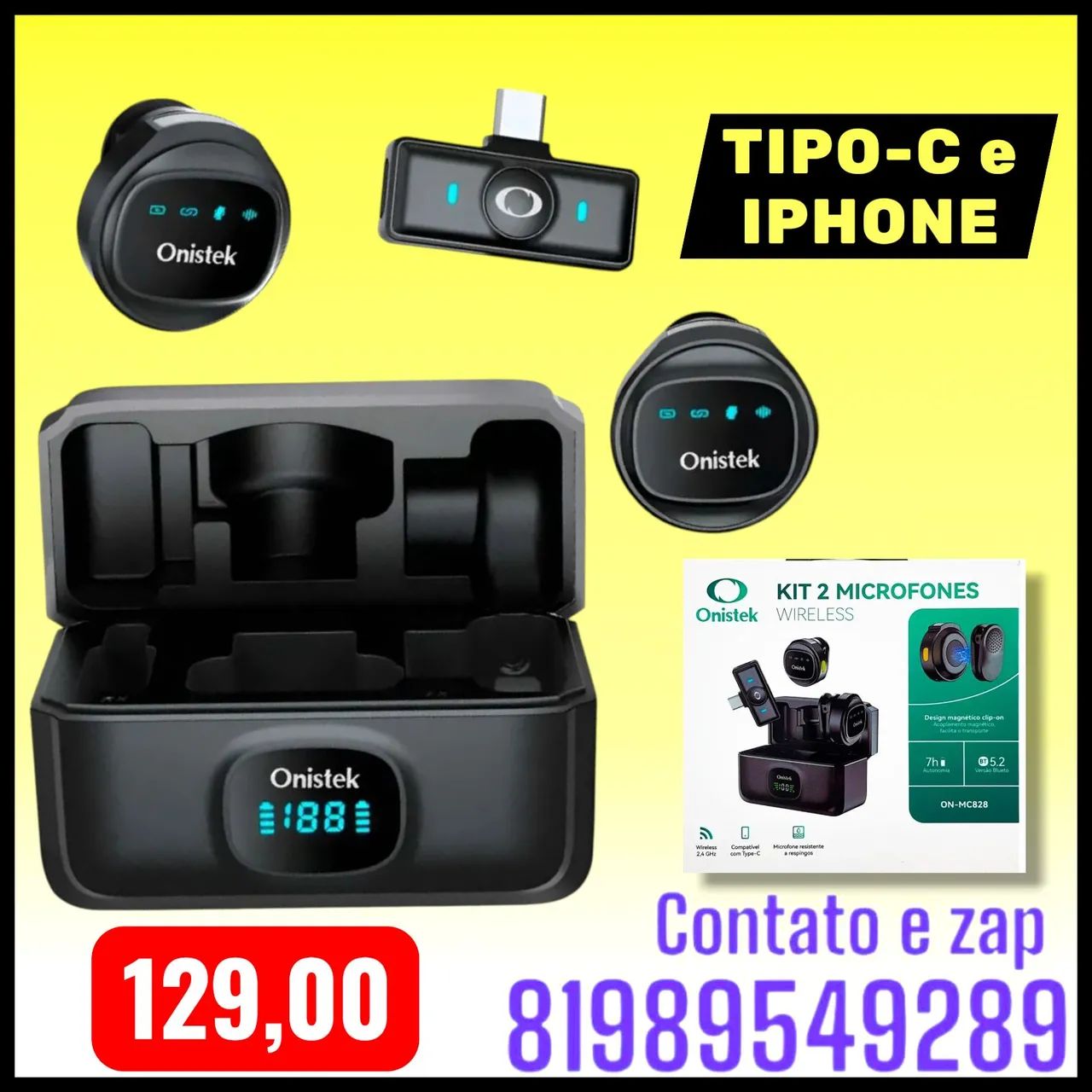 Microfone lapela Onistek 