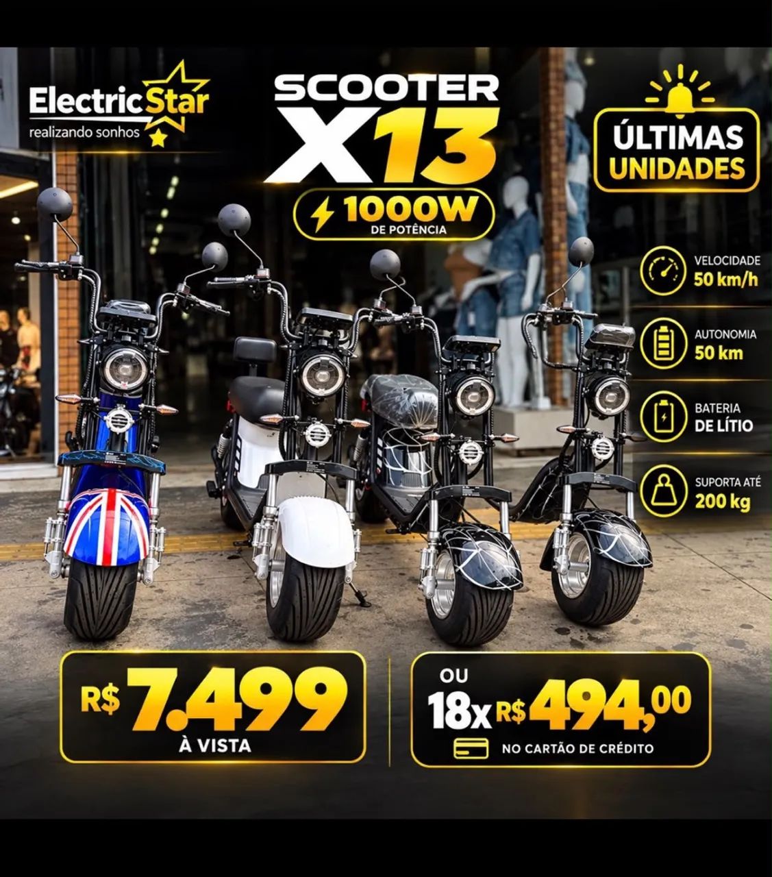 Scooter elétrica X13 1000W