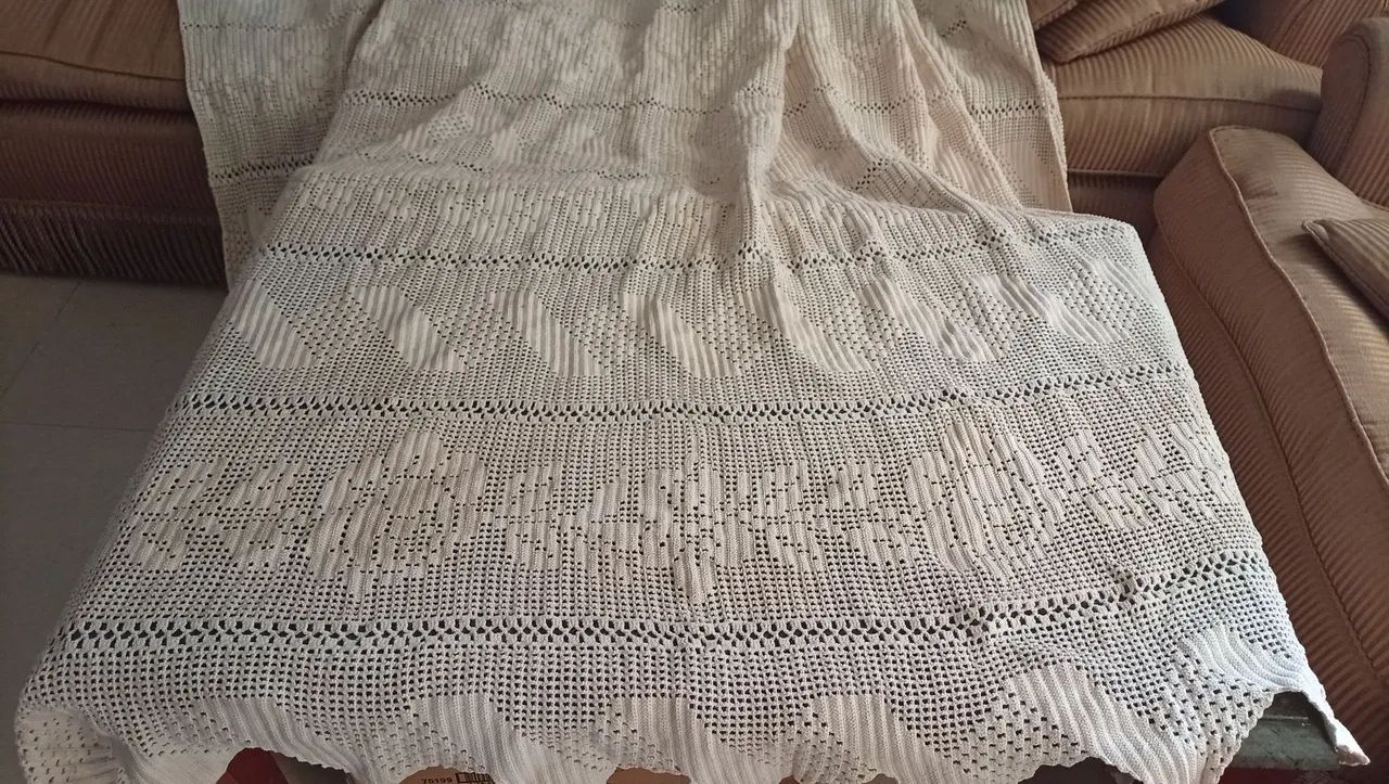 Colcha de crochê antiga feito a mão Queen  - Foto 5