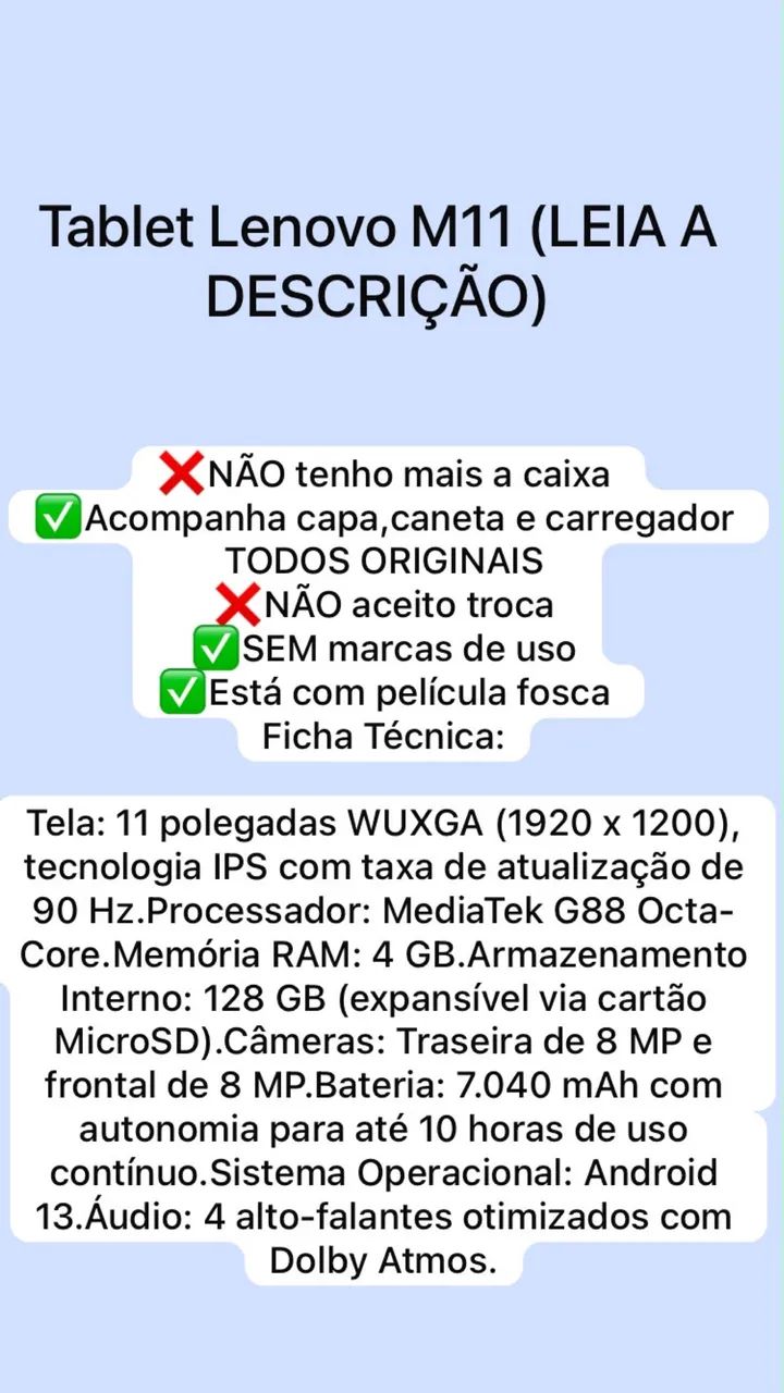 Tablet Lenovo M11 128 GB em ótimo estado  - Foto 5