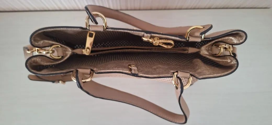 Bolsa Luz Da Lua Original Couro Perfurado Nude - Foto 2