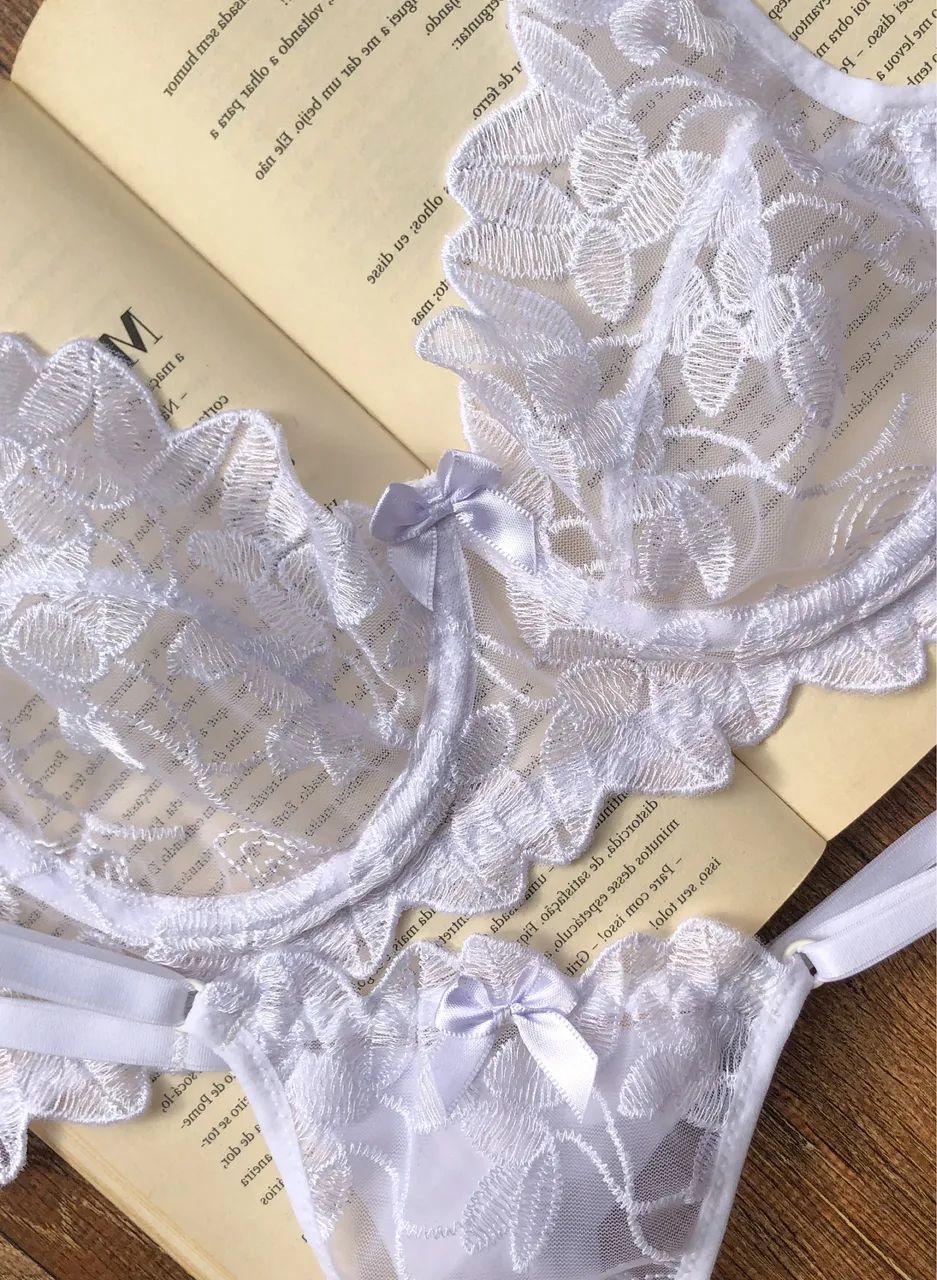 Conjunto de Lingerie Renda Branco  - Foto 3