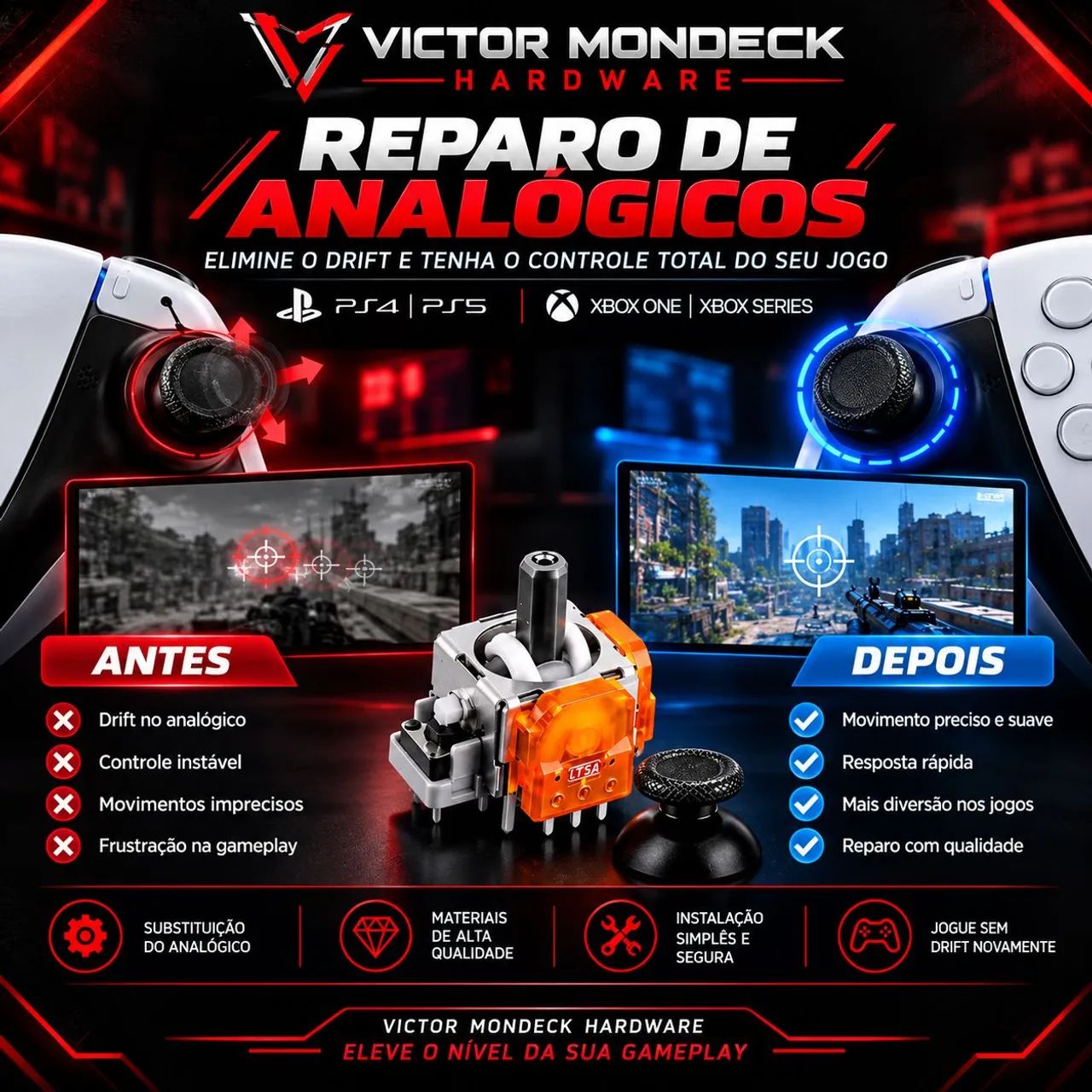 Reparo de analógicos PS4/PS5 e Xbox One/Series - Foto 4