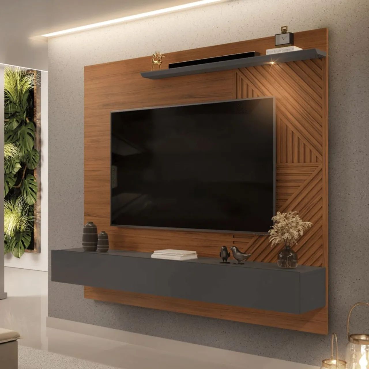 Painel para TV 65 Polegadas Arezzo Freijó/Cinza Urbano - DJ