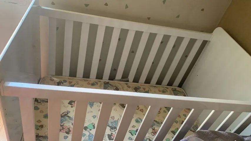 Berço 3 em 1 Branco com colchão  - Foto 5