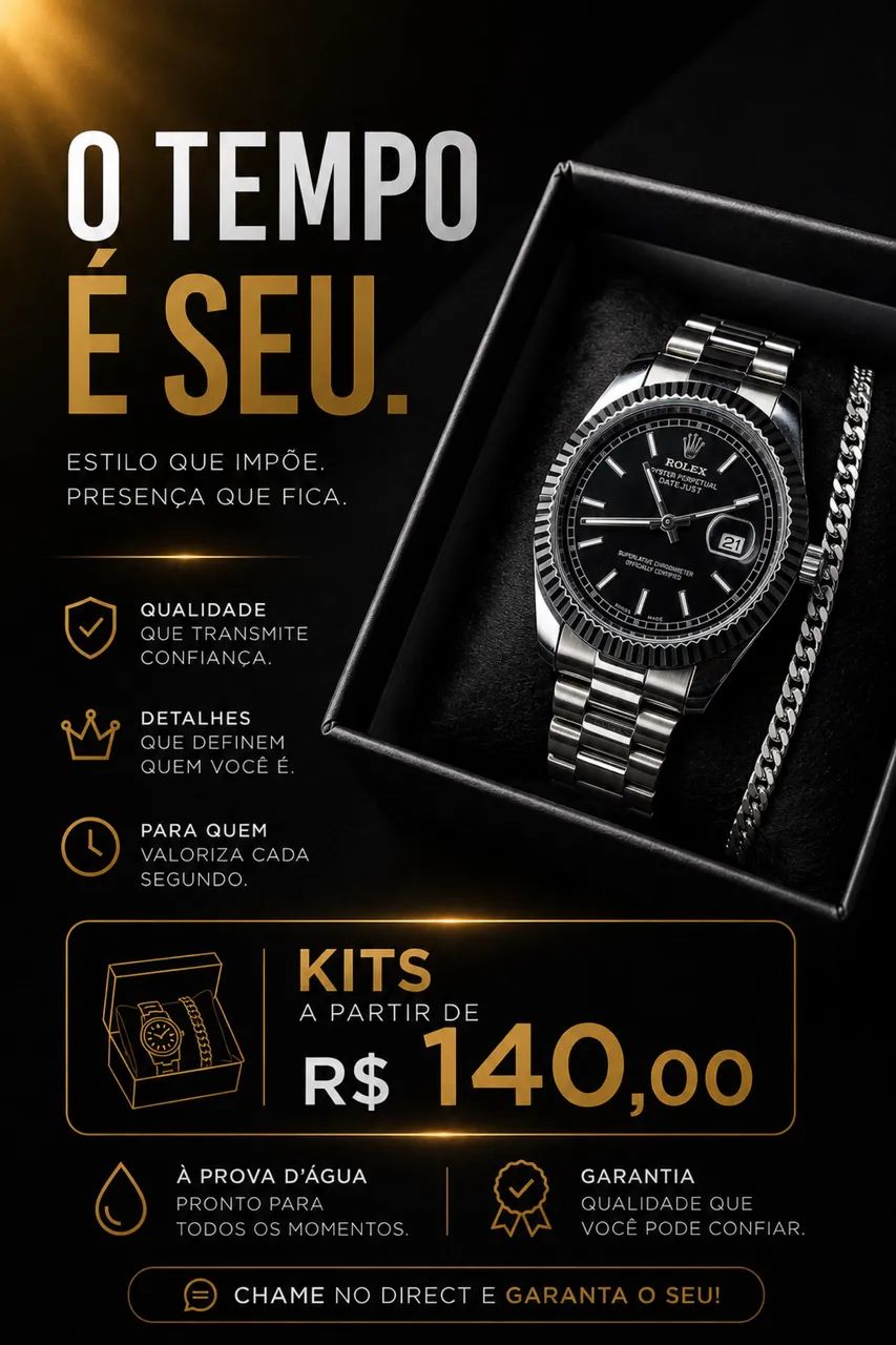 KIT Relógio Masculino Premium + Pulseira | À Prova D?Água - Foto 5