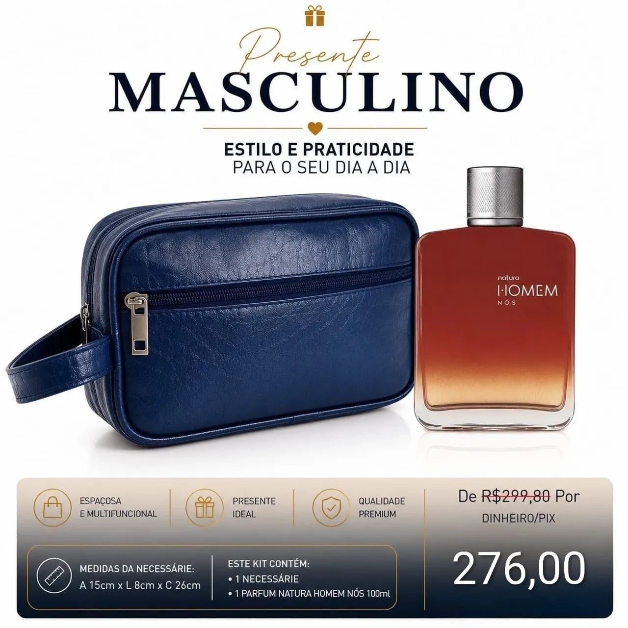 Kit nécessaire e perfume natura homem nós 