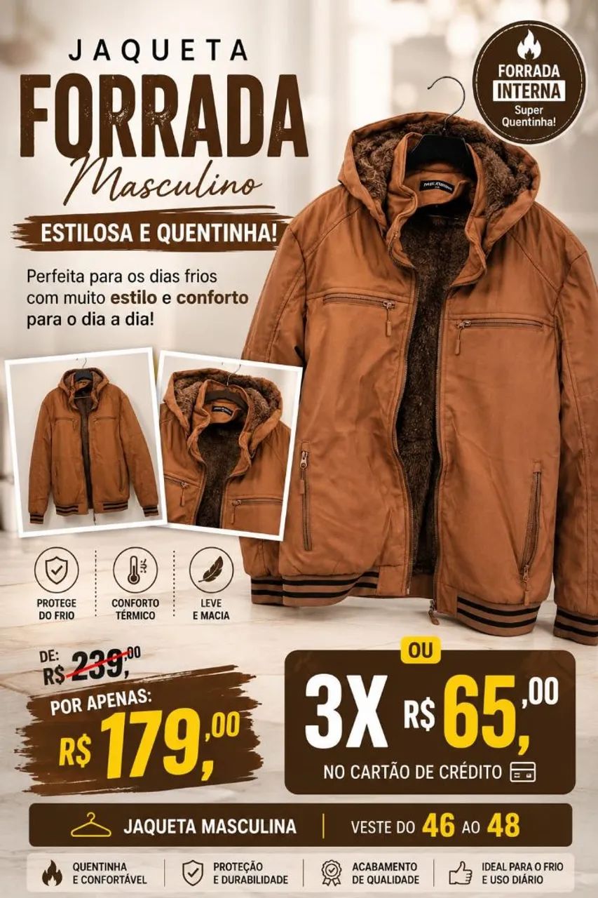 Jaqueta forrada masculina 