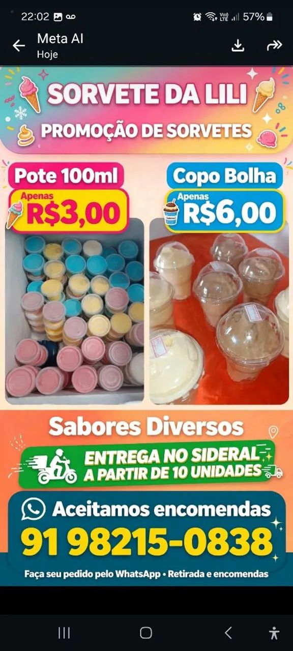 Sorvete no pote 100ml é - Foto 2