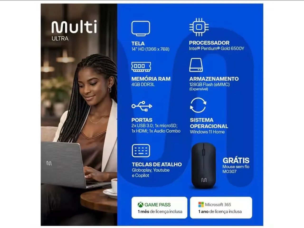 Notebook 15,6" Dc/ 4gb/ 128gb/ W11/ Ultra - Foto 3