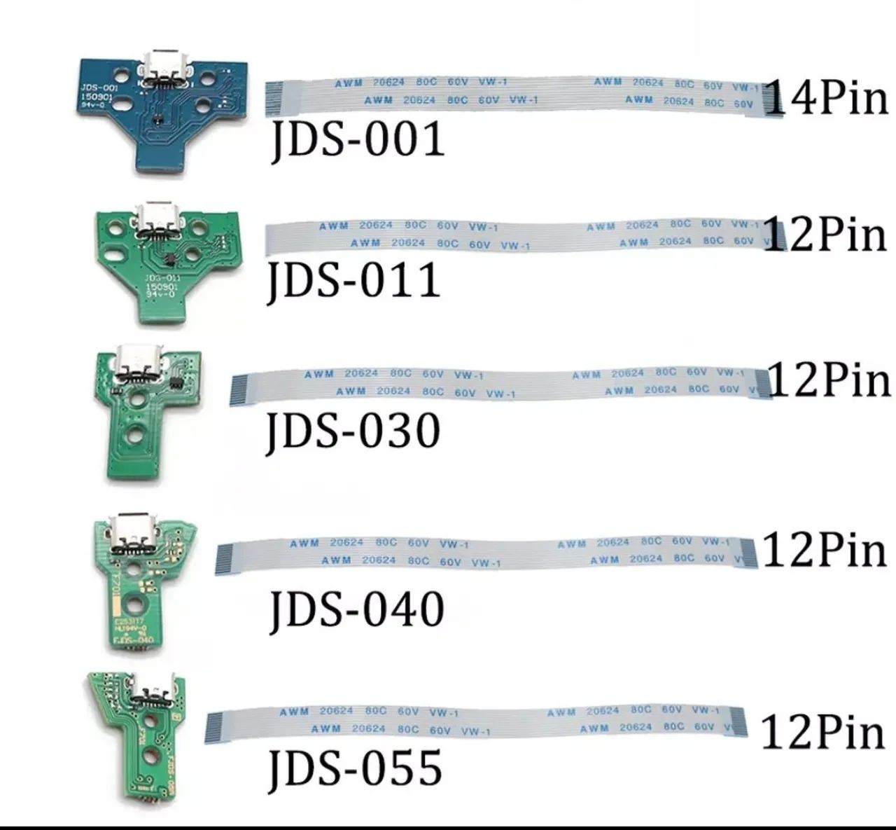 Placa micro USB +cabo flexível para controles Ps4