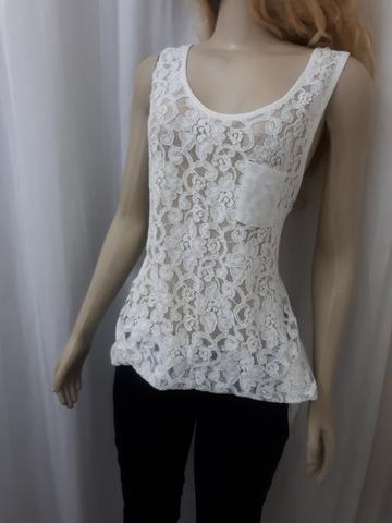 Camisa Regata seda com renda - Foto 5