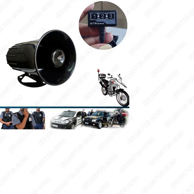 Sirene Guarda Vigia Moto Policia Eletrônica Alta 120db 12v - Foto 2