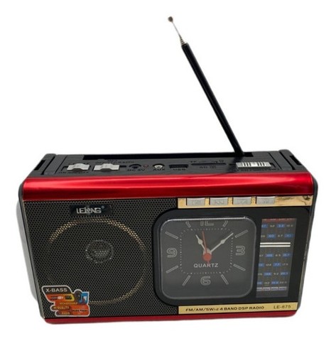 Radio Portátil Am Fm Sw Usb Sd Aux Lanterna Led Le-675  - Foto 2
