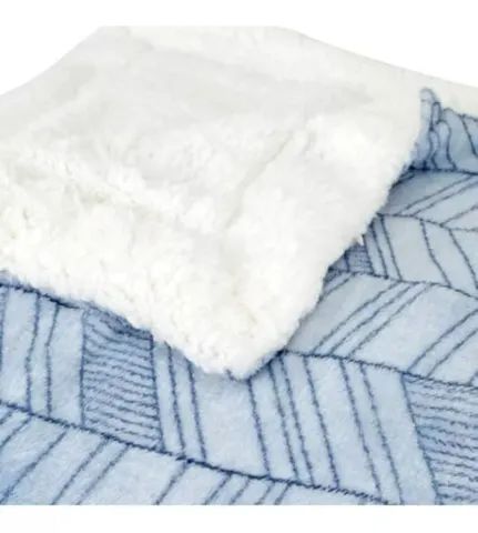 Cobredom Queen Sherpa Venice Azul 350g - Home Basics - Foto 5