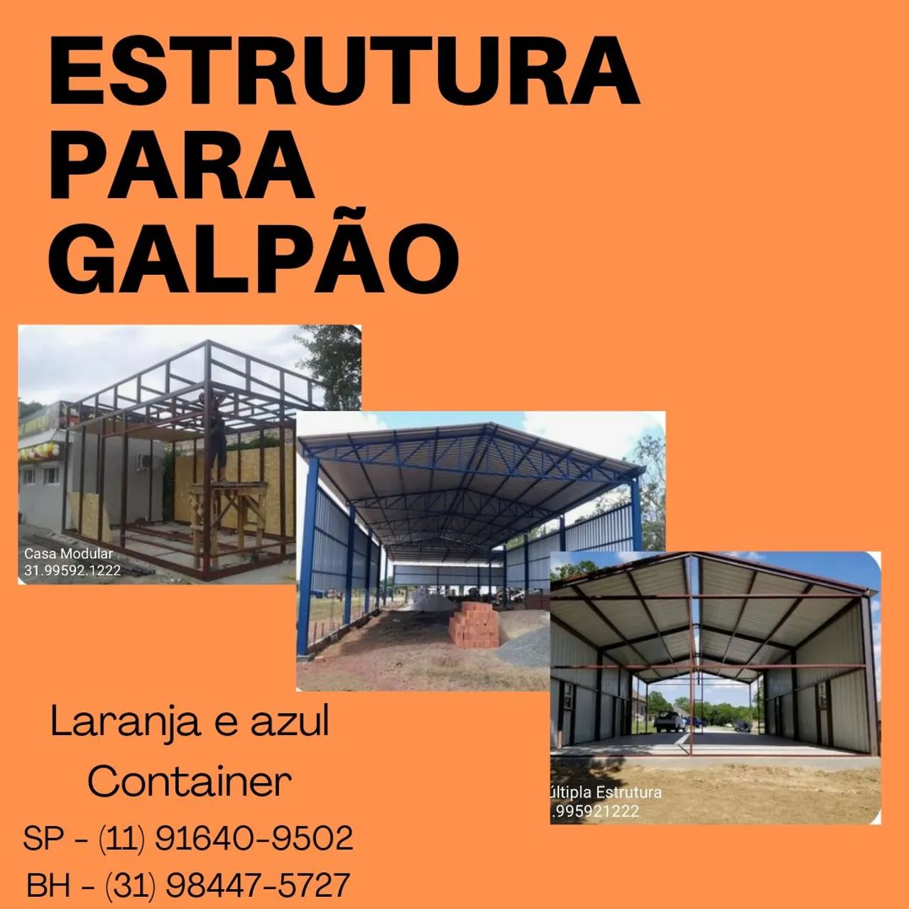 Estrutura para Galpão - Laranja e Azul