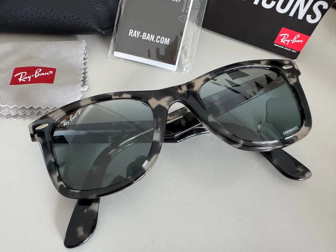 Original Óculos de Sol Ray-Ban Wayfarer 2140 Chromance - Foto 5