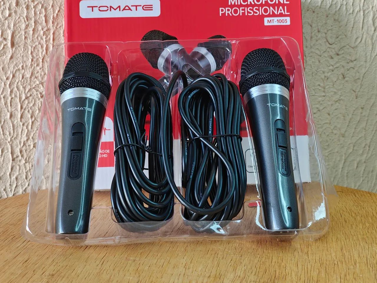 Kit 2 microfones profissional com cabo 5 metros 