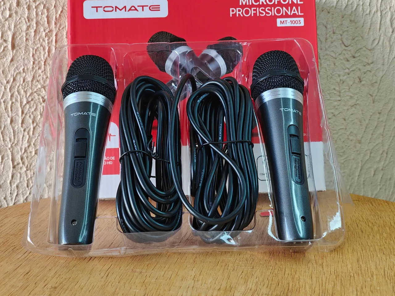 Kit 2 microfones profissional com cabo 5 metros