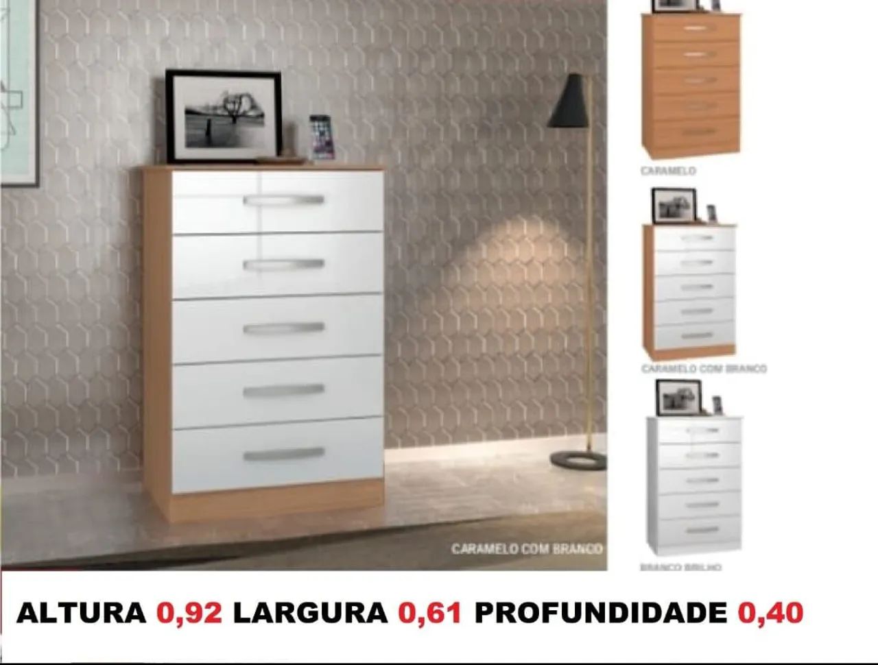 Comoda 5 gavetas 3 cores a escolher 