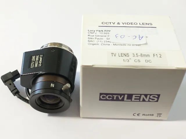 Lente CS varifocal 3.5-8mm F1.2 para CCTV