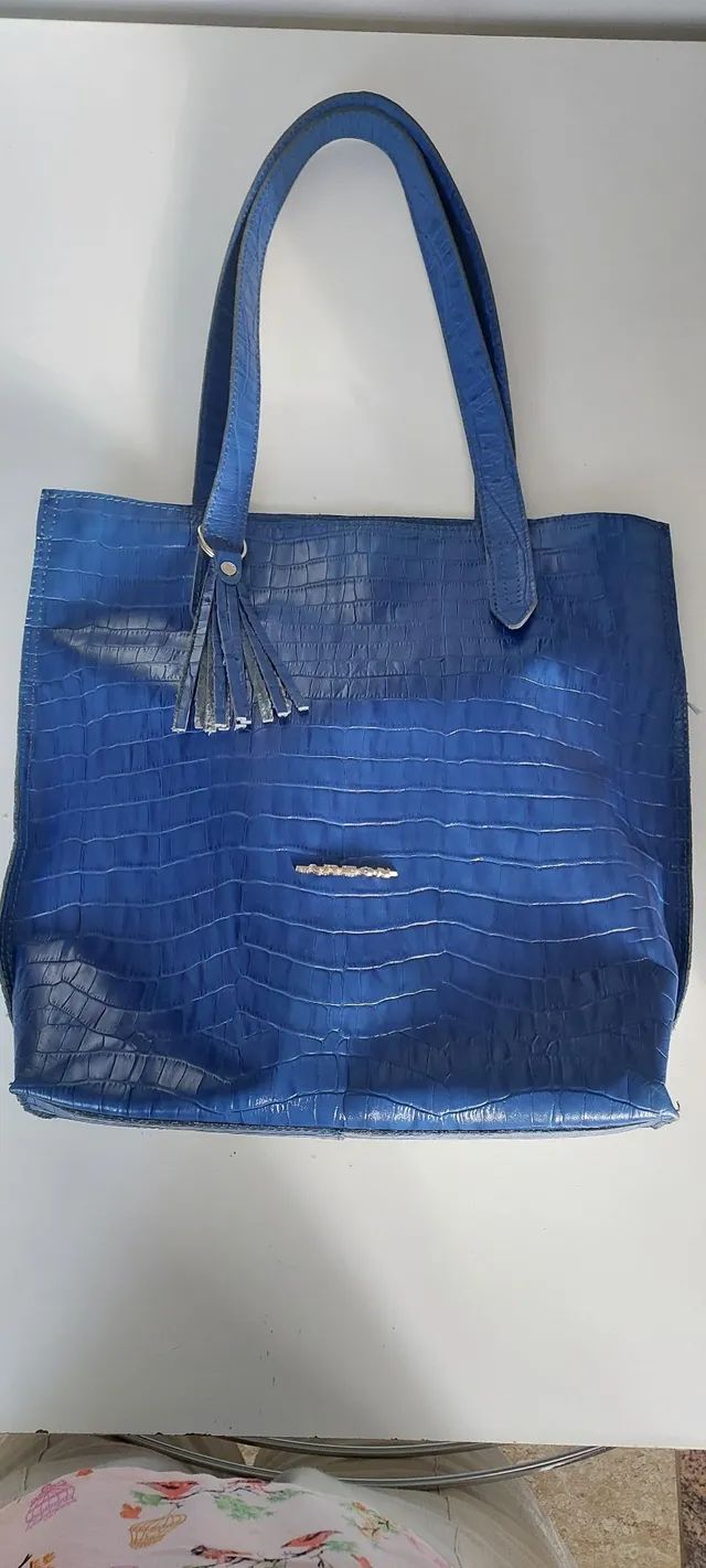 Bolsa de couro azul, marca Arzzon. - Foto 3