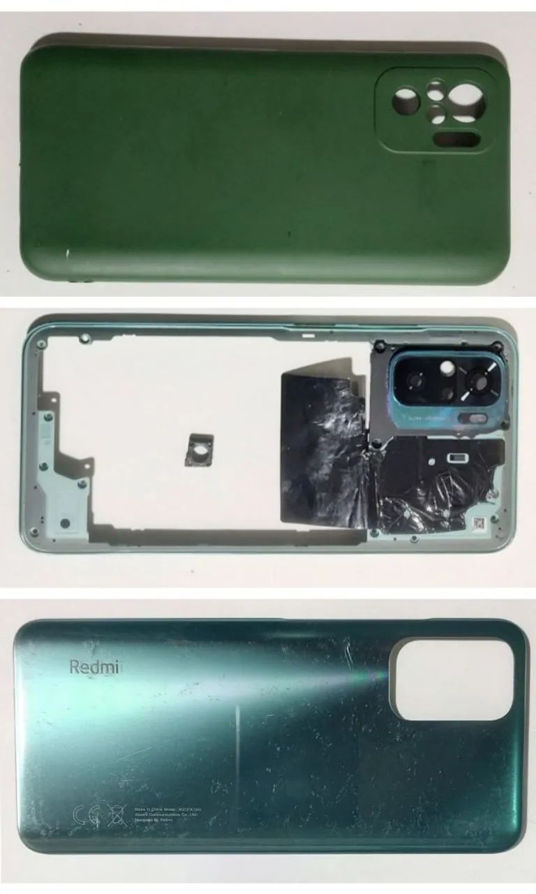 Traseira completa REDMI Note 10: Tampa + Lente + carcaça + gaveta chip + Capinha grossa