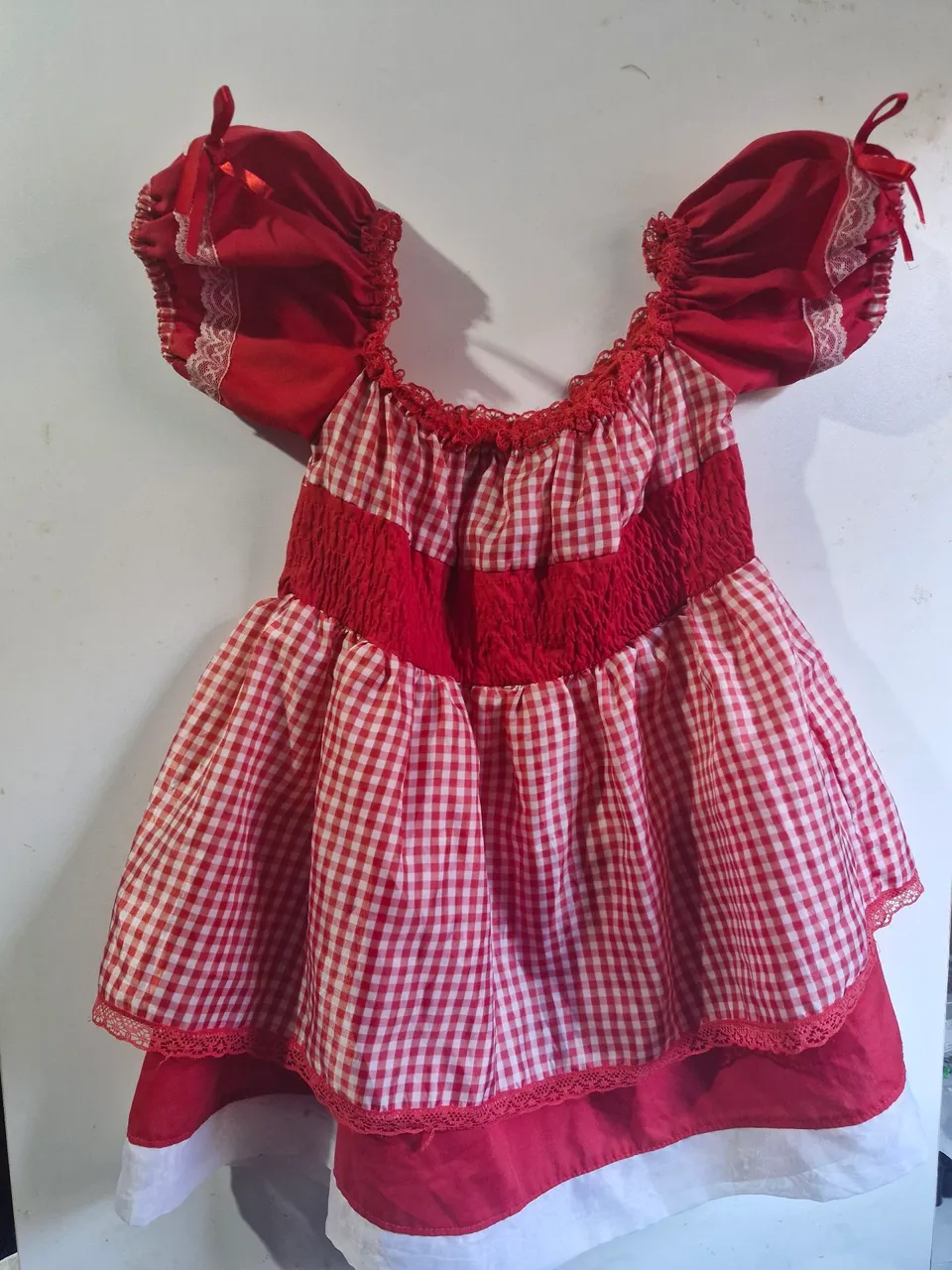 Vestido Infantil Vermelho Xadrez