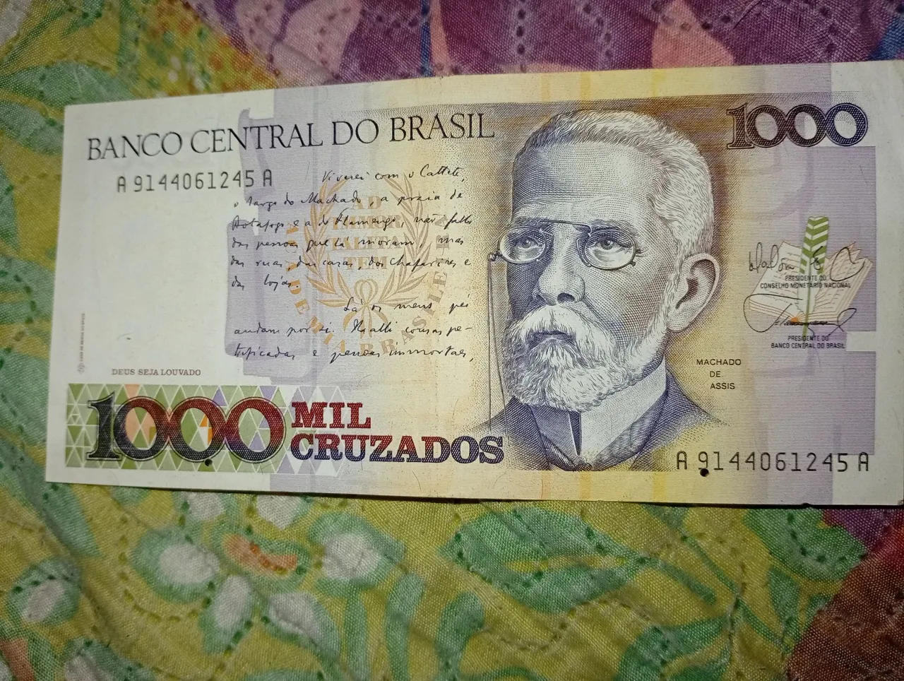 Cédula 1000 Mil Cruzados - Machado de Assis