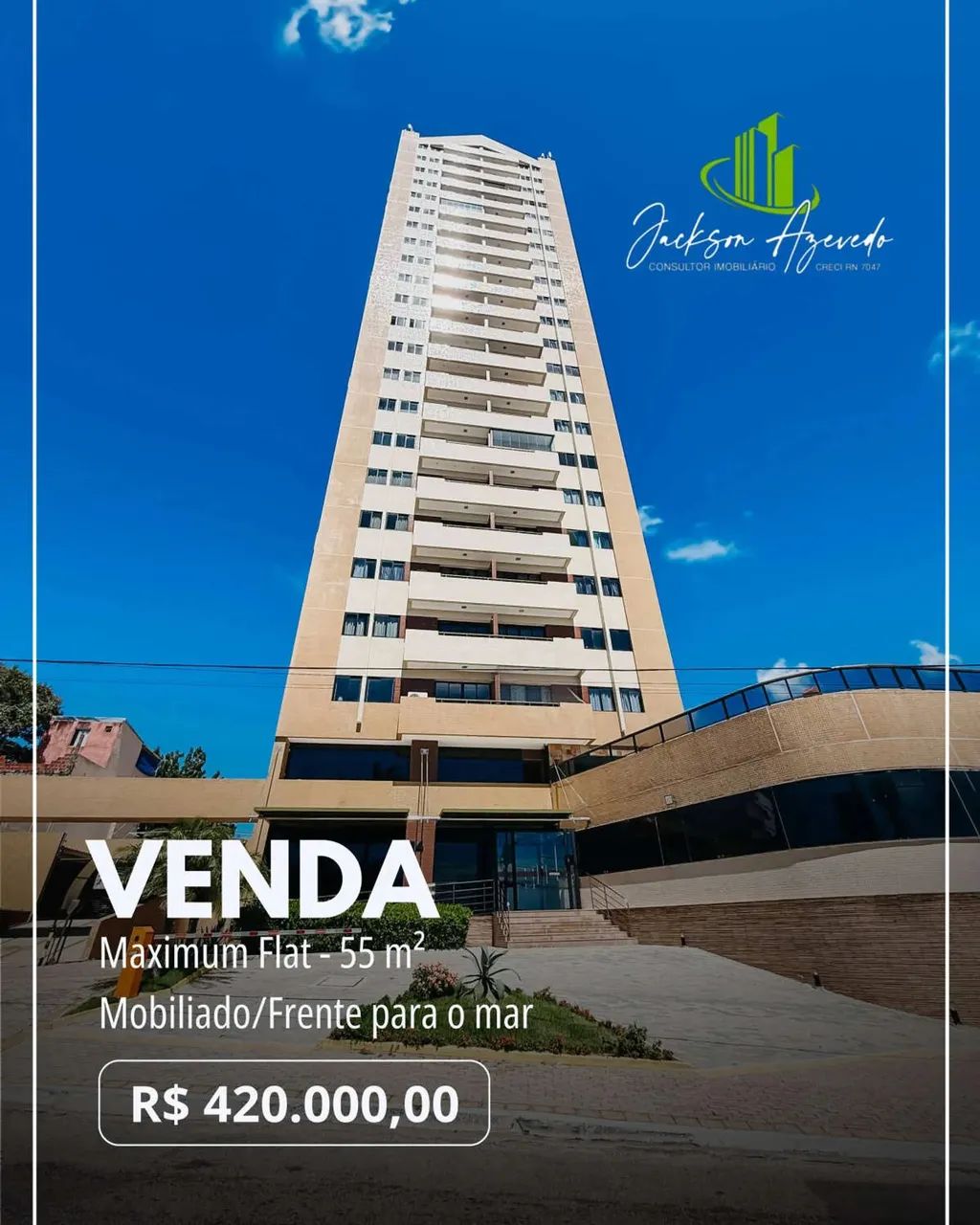Flat à venda em Natal, Ponta Negra, com 2 quartos, 55m²