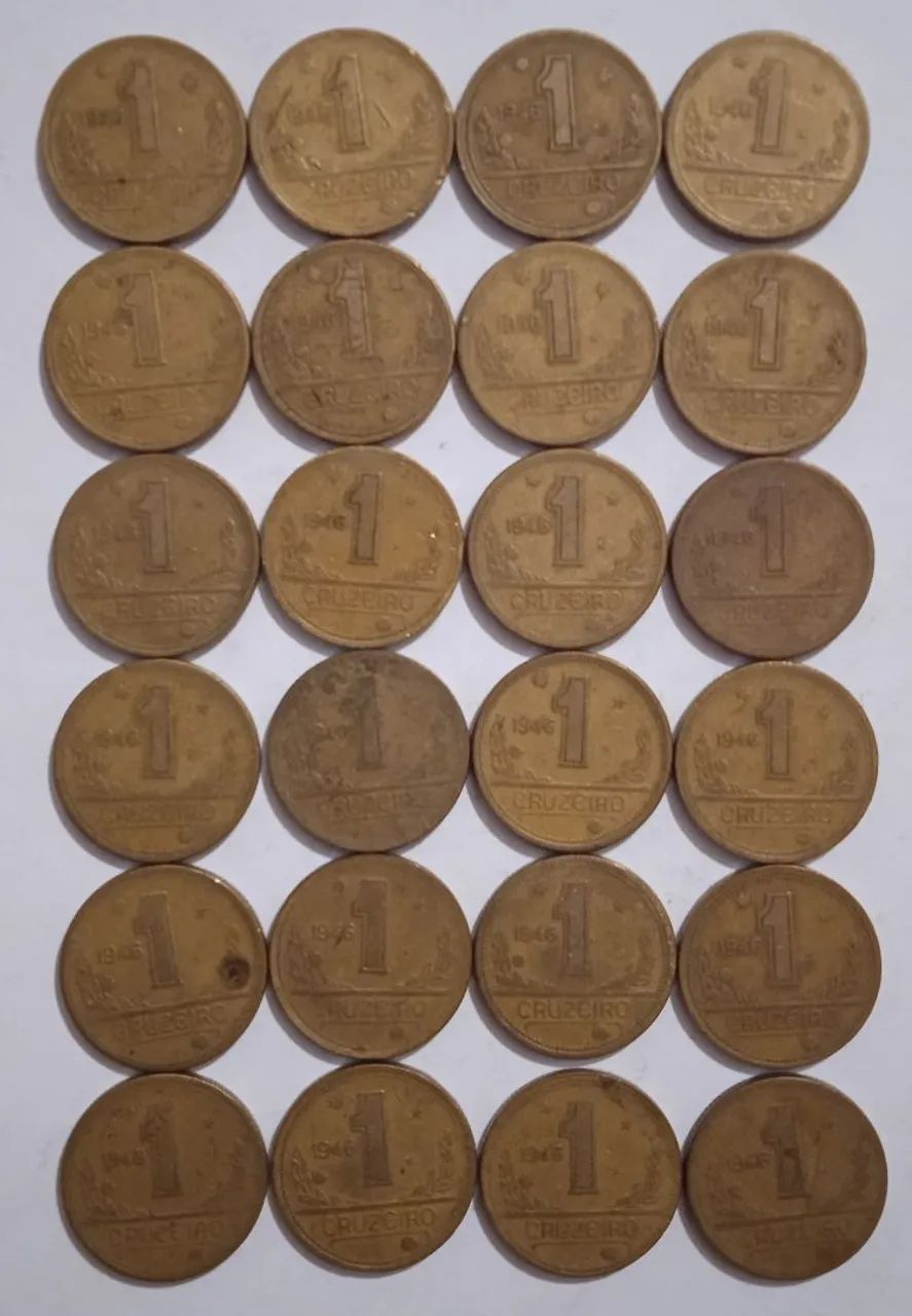 Lote com 24 Moedas de 1 Cruzeiro de 1946
