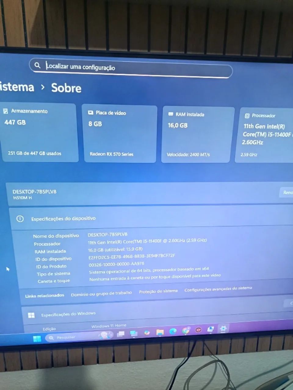 Pc gamer i5 11 geração,16 de ram ,RX 570 8 GB original e ssd 512 - Foto 2
