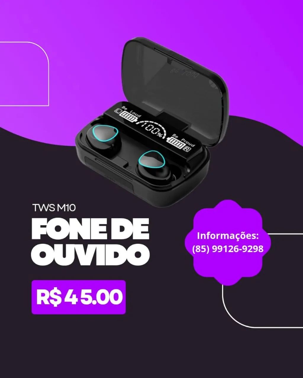 Fone bluetooth TWS M10 (Com garantia)