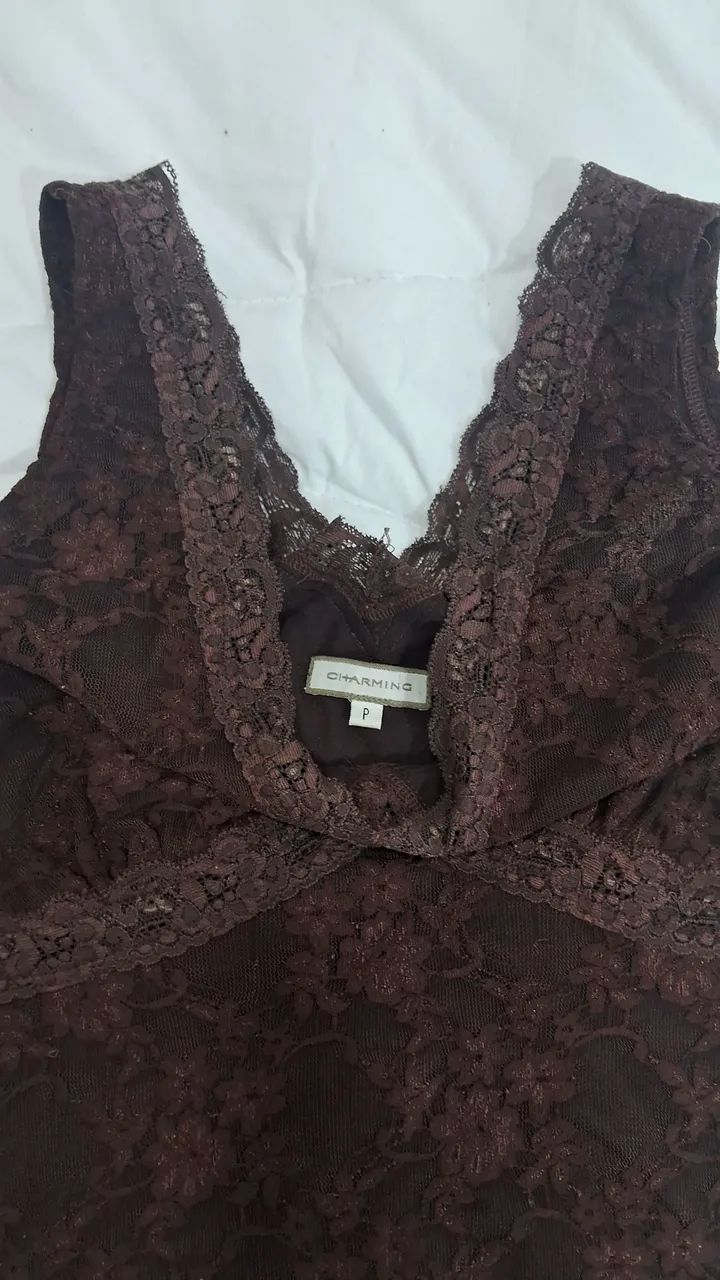 Blusa Renda Marrom da Charming  - Foto 2