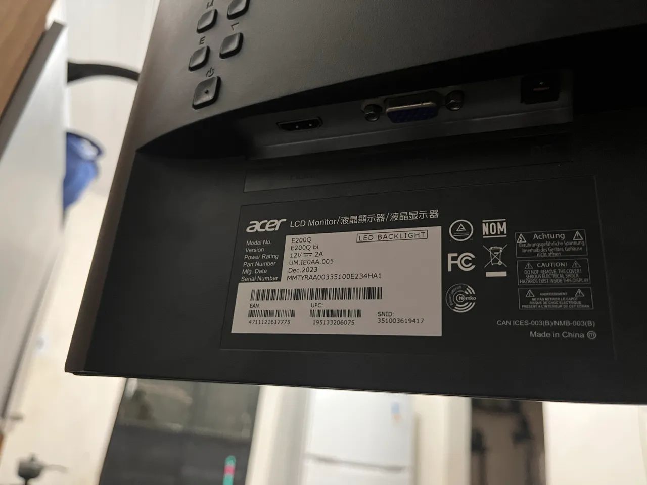 Monitor acer e200q 75 hz 64169993913347121