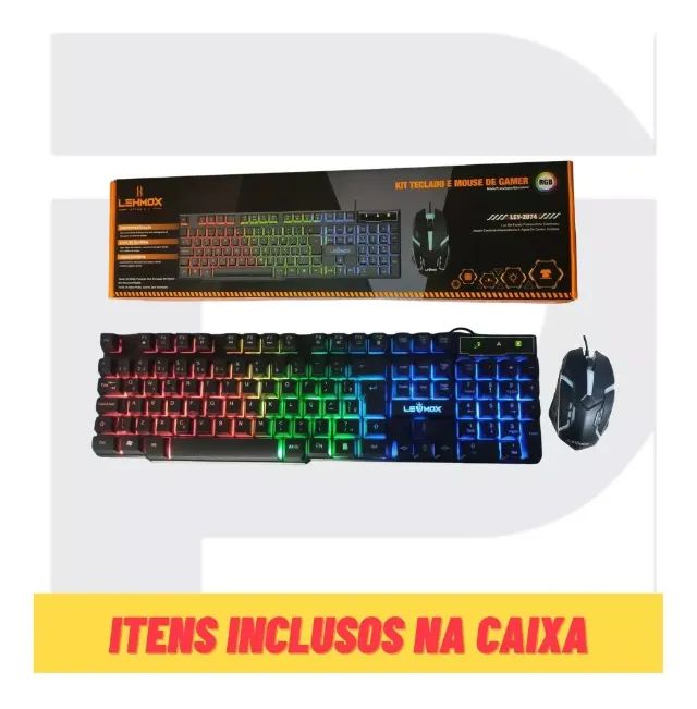 Kit Teclado Mouse Gamer Usb Led Rgb Abnt2 Sensação Mecânico - Foto 4