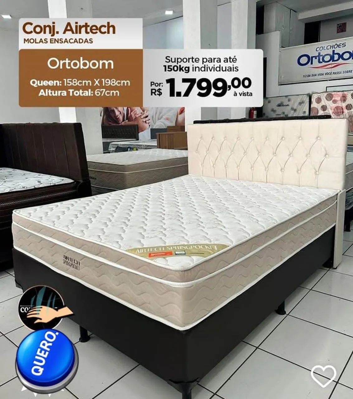 Colchão Ortobom+box Queen !! Nova direito da Fábrica 